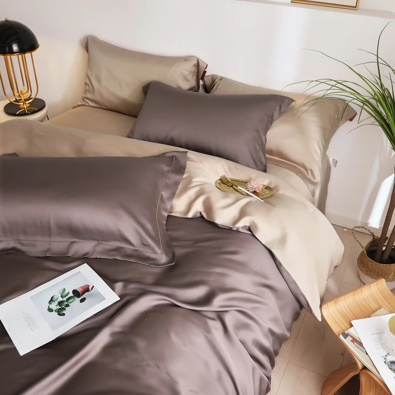 Cocoa Lyocell Double-Sided Bedding Set