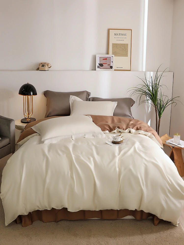 Cocoa Lyocell Double-Sided Bedding Set
